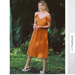 Express Crinkle Tie-Strap Midi Dress - marigold